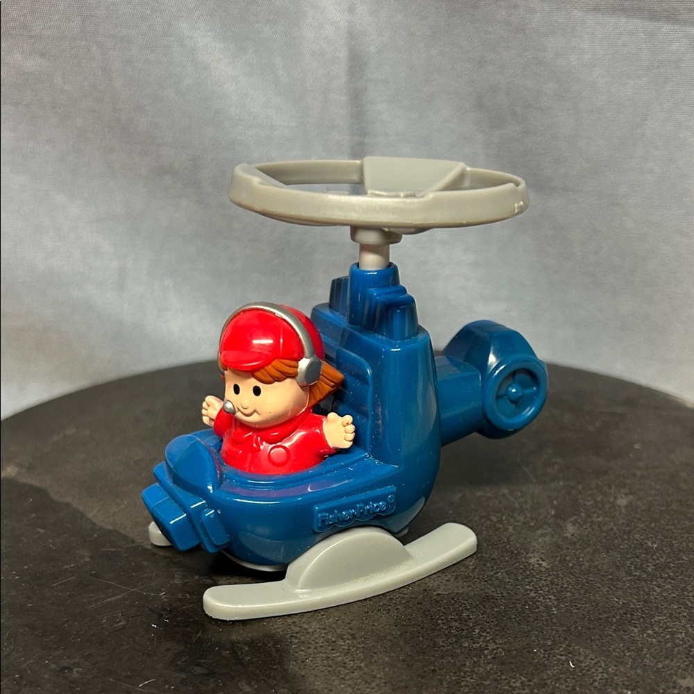 Fisher-Price McDonald's Little People Blue Helicopter w/ Red Boy 2004 Happy Meal